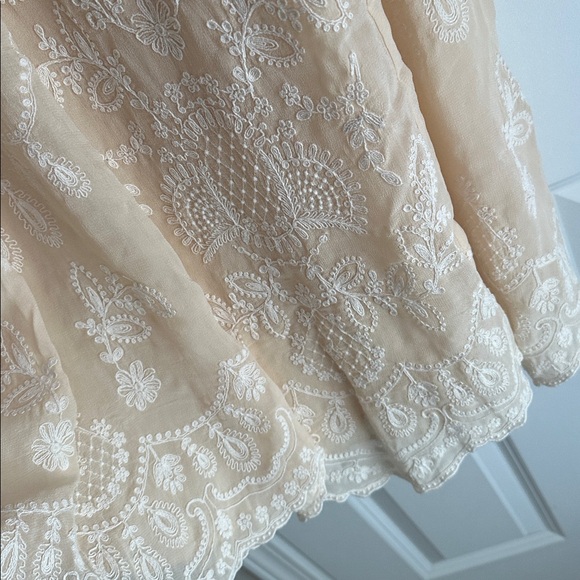 $129 ZARA 2024 ZW COLLECTION CONTRAST EMBROIDERY DRESS MEDIUM BEIGE 6895/073 - Picture 8 of 9